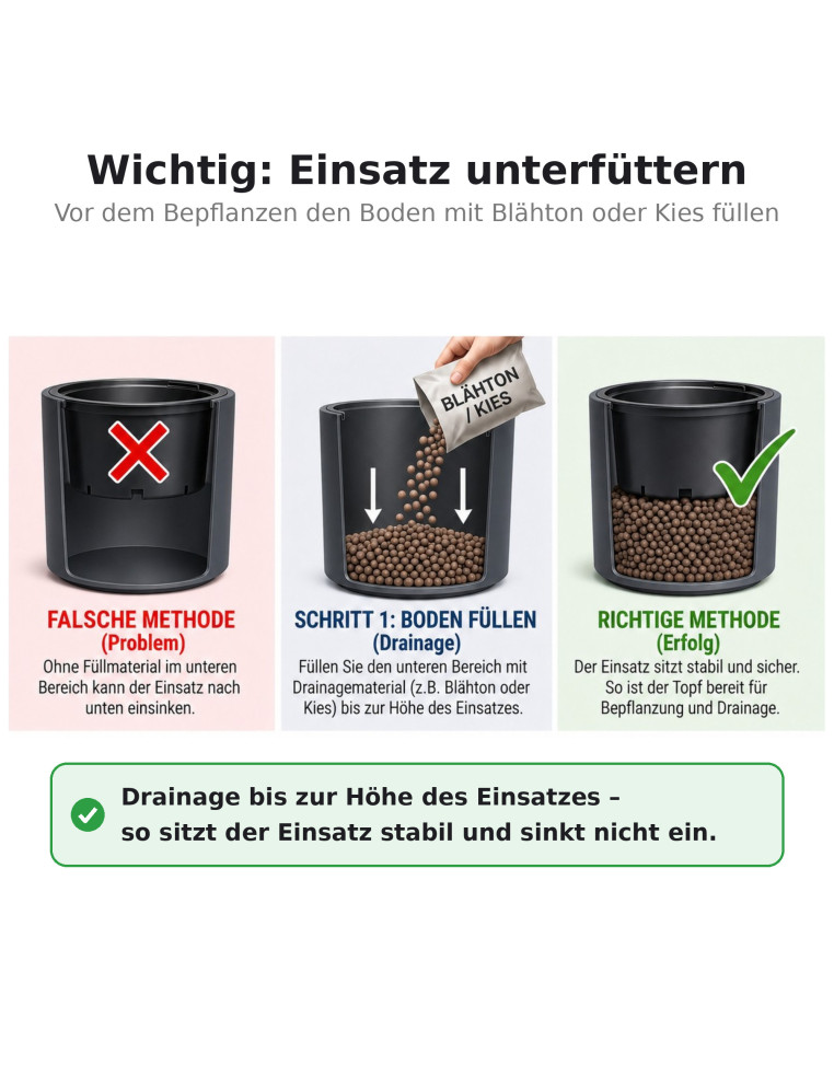 Plantenbak rond hoog Ø39 × 58 cm mat, 65 L – Antraciet | Töpferkönig