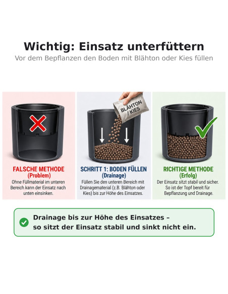 Blumenkübel rund hoch Ø39 × 58 cm Matt, 65 L – Anthrazit | Töpferkönig