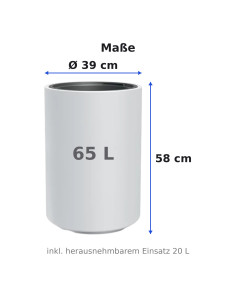 Pot haut rond Ø39 × 58 cm mat, 65 L – Blanc | Töpferkönig 2