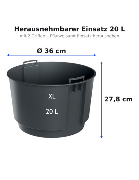 Blumenkübel rund hoch Ø39 × 58 cm Matt, 65 L – Weiß | Töpferkönig