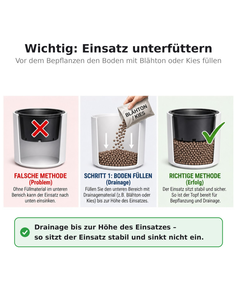 Blumenkübel rund hoch Ø39 × 58 cm Matt, 65 L – Weiß | Töpferkönig