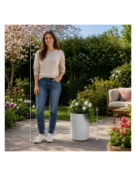 Blumenkübel rund hoch Ø39 × 58 cm Matt, 65 L – Weiß | Töpferkönig