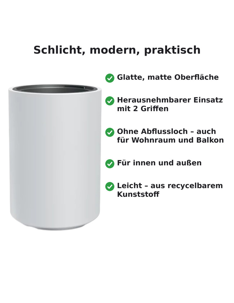 Blumenkübel rund hoch Ø39 × 58 cm Matt, 65 L – Weiß | Töpferkönig
