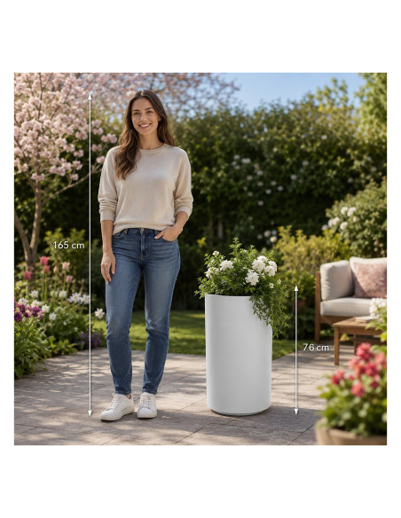 Fioriera rotonda alta Ø47 × 76 cm opaca, 125 L – Bianco | Töpferkönig