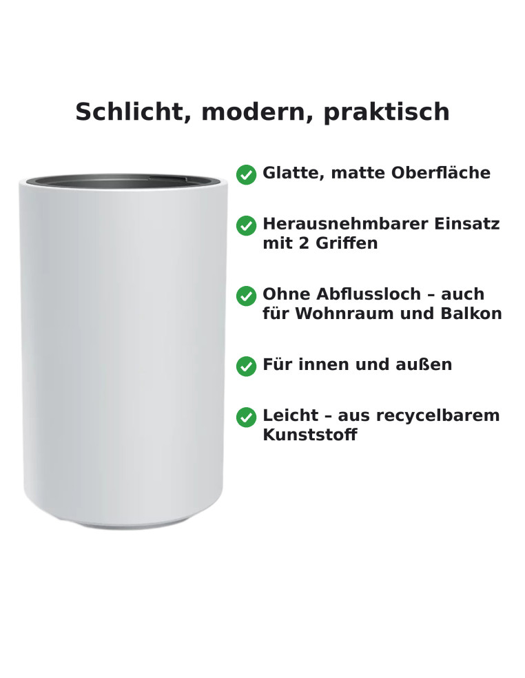 Fioriera rotonda alta Ø47 × 76 cm opaca, 125 L – Bianco | Töpferkönig