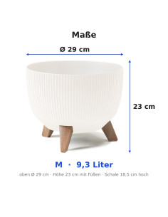 Cuenco para plantas redondo estriado M Ø29 × 23 cm, 9,3 L – Crema 2