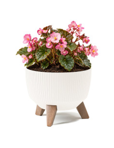 Plantenschaal rond geribbeld S Ø24 × 20 cm, 5,1 L – Crème