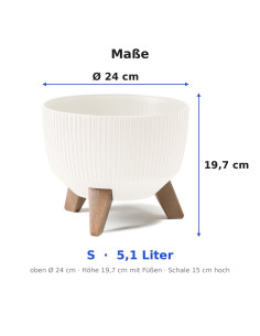 Plantenschaal rond geribbeld S Ø24 × 20 cm, 5,1 L – Crème 2