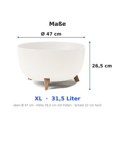 Pflanzschale rund gerillt XL Ø47 × 27 cm, 31,5 L – Creme 2