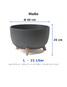 Ciotola per piante rotonda rigata L Ø40 × 25 cm, 21 L – Antracite 2