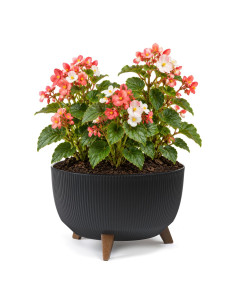 Plantenschaal rond geribbeld L Ø40 × 25 cm, 21 L – Zwart