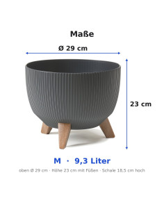 Cuenco para plantas redondo estriado M Ø29 × 23 cm, 9,3 L – Antracita 2