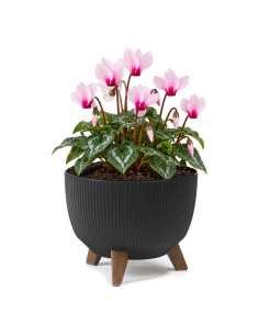 Cuenco para plantas redondo estriado M Ø29 × 23 cm, 9,3 L – Negro