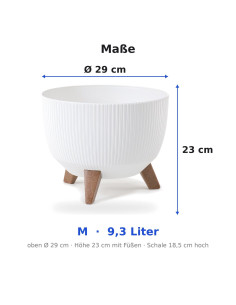 Cuenco para plantas redondo estriado M Ø29 × 23 cm, 9,3 L – Blanco 2