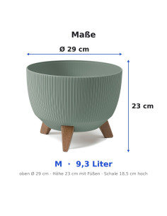 Cuenco para plantas redondo estriado M Ø29 × 23 cm, 9,3 L – Verde 2