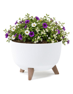 Pflanzschale rund gerillt M+ Ø33 × 23 cm, 12,4 L – Weiß
