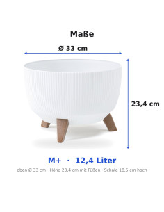 Plantenschaal rond geribbeld M+ Ø33 × 23 cm, 12,4 L – Wit 2