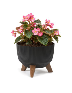 Plantenschaal rond geribbeld S Ø24 × 20 cm, 5,1 L – Zwart