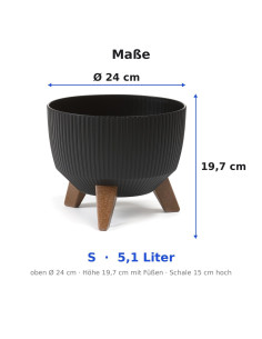 Vasque ronde rainurée S Ø24 × 20 cm, 5,1 L – Noir 2