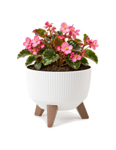 Pflanzschale rund gerillt S Ø24 × 20 cm, 5,1 L – Weiß