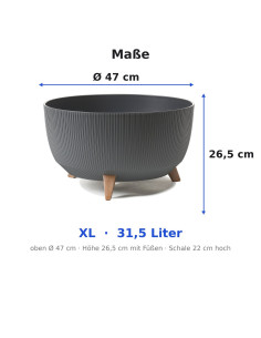 Cuenco para plantas redondo estriado XL Ø47 × 27 cm, 31,5 L – Antracita 2