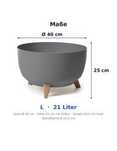 Ciotola per piante rotonda L Ø40 × 25 cm opaca, 21 L – Antracite 2