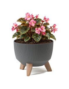Cuenco para plantas redondo estriado S Ø24 × 20 cm, 5,1 L – Antracita