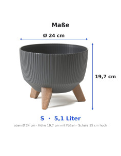 Cuenco para plantas redondo estriado S Ø24 × 20 cm, 5,1 L – Antracita 2