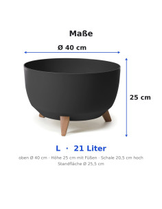 Ciotola per piante rotonda L Ø40 × 25 cm opaca, 21 L – Nero 2
