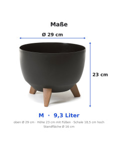 Cuenco para plantas redondo M Ø29 × 23 cm mate, 9,3 L – Negro 2