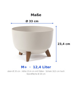 Cuenco para plantas redondo M+ Ø33 × 23 cm mate, 12,4 L – Blanco algodón 2