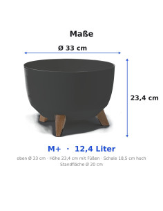 Plantenschaal rond M+ Ø33 × 23 cm mat, 12,4 L – Zwart 2