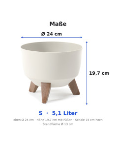 Ciotola per piante rotonda S Ø24 × 20 cm opaca, 5,1 L – Bianco cotone 2
