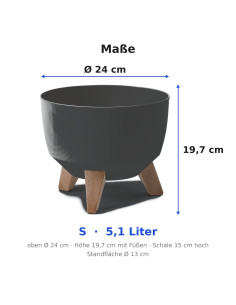 Pflanzschale rund S Ø24 × 20 cm Matt, 5,1 L – Schwarz 2