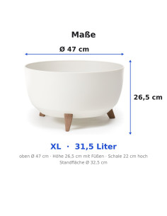 Vasque ronde XL Ø47 × 27 cm mate, 31,5 L – Crème 2