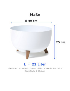 Pflanzschale rund L Ø40 × 25 cm Matt, 21 L – Weiß 2