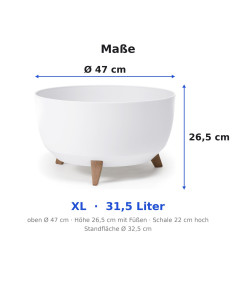 Pflanzschale rund XL Ø47 × 27 cm Matt, 31,5 L – Weiß 2