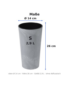 Blumenkübel rund S hoch Ø14 × 26 cm Beton-Optik, 2,9 L – Beton Grau 2