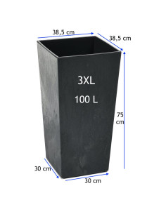 Plantenbak vierkant 3XL hoog 39 × 39 × 75 cm betonlook, 100 L – Betonzwart 2