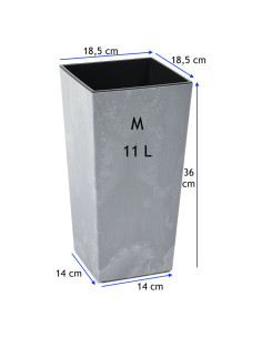 Pot haut carré M 19 × 19 × 36 cm aspect béton, 11 L – Béton gris 2