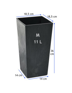 Blumenkübel eckig M hoch 19 × 19 × 36 cm Beton-Optik, 11 L – Beton Schwarz 2