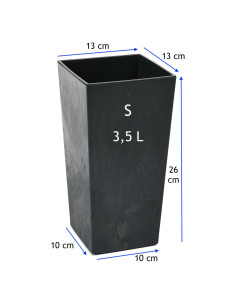 Fioriera quadrata S alta 13 × 13 × 26 cm effetto cemento, 3,5 L – Nero cemento 2