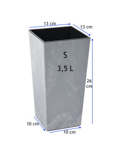 Pot haut carré S 13 × 13 × 26 cm aspect béton, 3,5 L – Béton gris 2