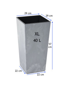 Fioriera quadrata XL alta 29 × 29 × 57 cm effetto cemento, 40 L – Grigio cemento 2