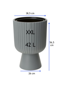Fioriera rotonda XXL alta Ø39 × 57 cm, 42 L – Grigio 2