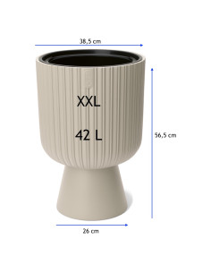 Fioriera rotonda XXL alta Ø39 × 57 cm, 42 L – Crema 2