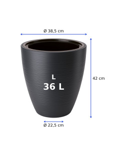 Bloempot rond golfreliëf L Ø39 × 42 cm, 36 L – Antraciet 2