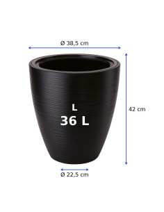 Blumentopf rund Wellenrelief L Ø39 × 42 cm, 36 L – Schwarz 2