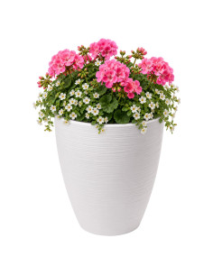 Pot de fleurs rond à relief ondulé L Ø39 × 42 cm, 36 L – Blanc