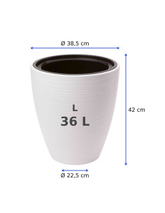 Bloempot rond golfreliëf L Ø39 × 42 cm, 36 L – Wit 2